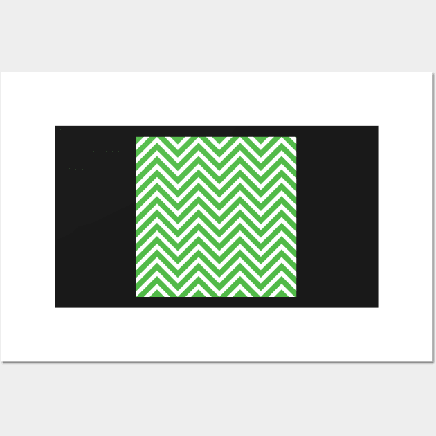 Green and White Chevron Pattern Wall Art by 2CreativeNomads